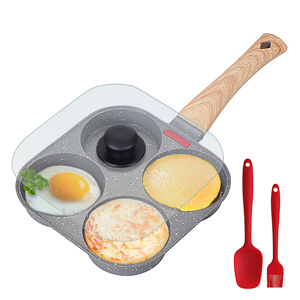 Mini Pancake Griddle - Yapışmaz 4 Bölmeli Yumurta Tavası, Çevirmeli