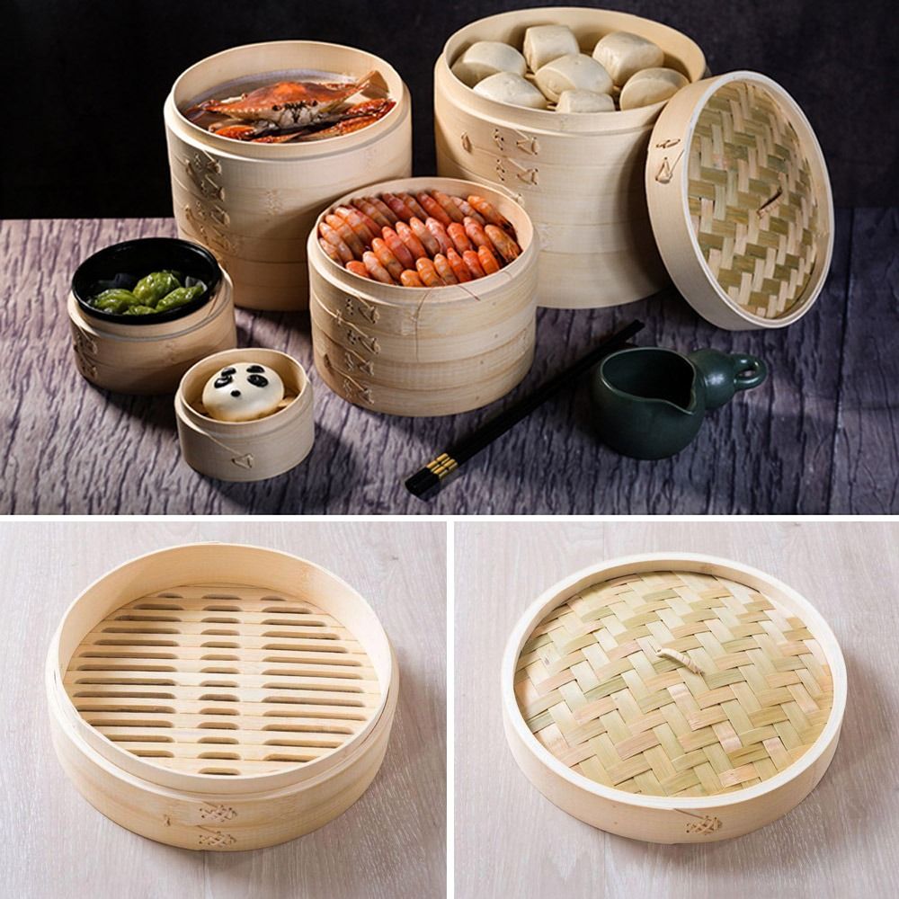 Bao Steamer Bamboo - Bambu vapur sepeti kapaklı hamur vapur