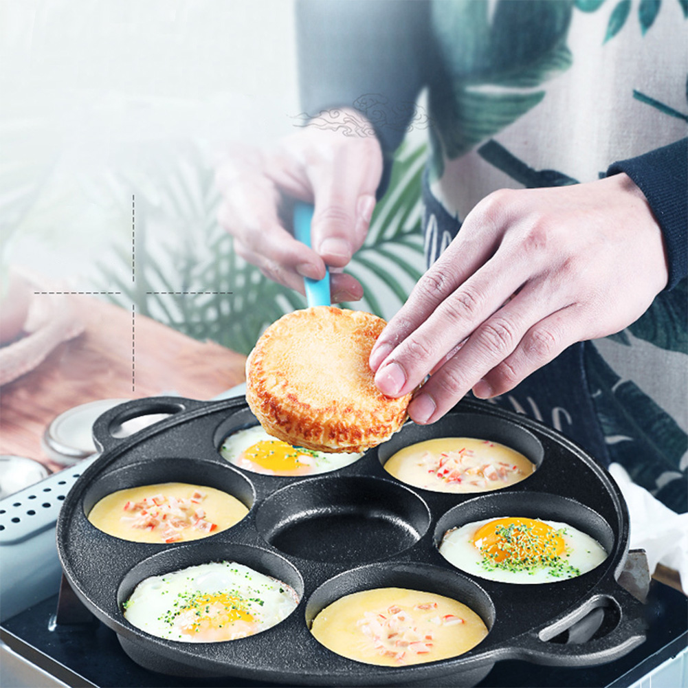 Egg Waffle Pan - 7 delikli kızartma tavası dökme demir