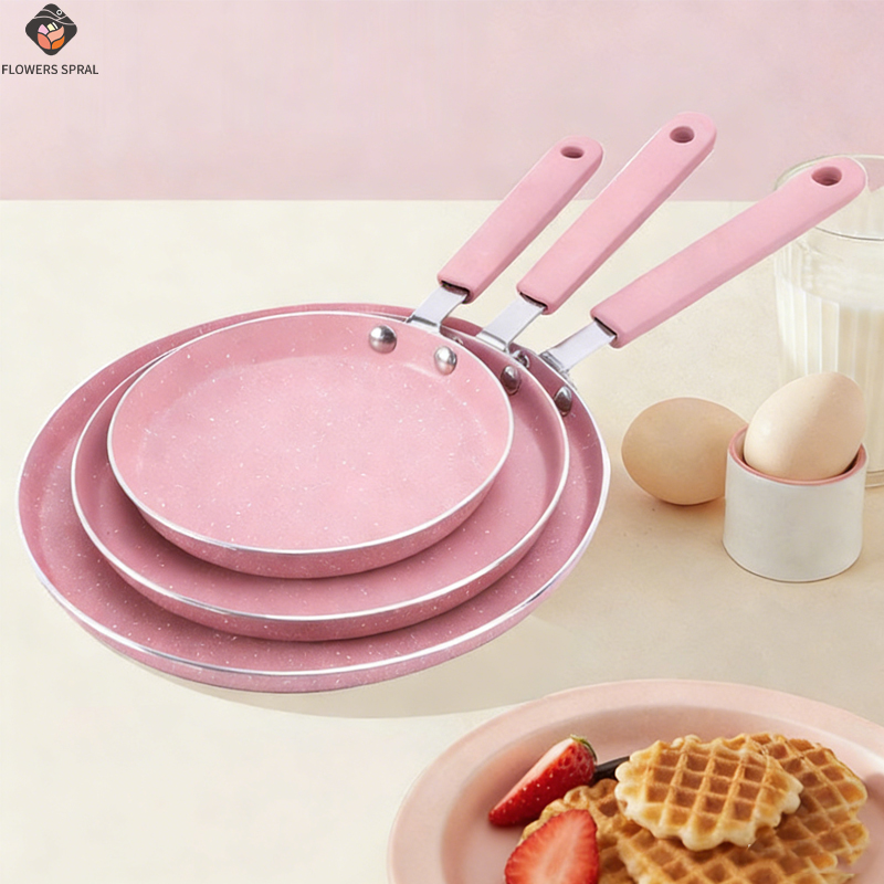 Egg Waffle Pan - 1 Yapışmaz Pembe Kızartma Tavası, Biftek,
